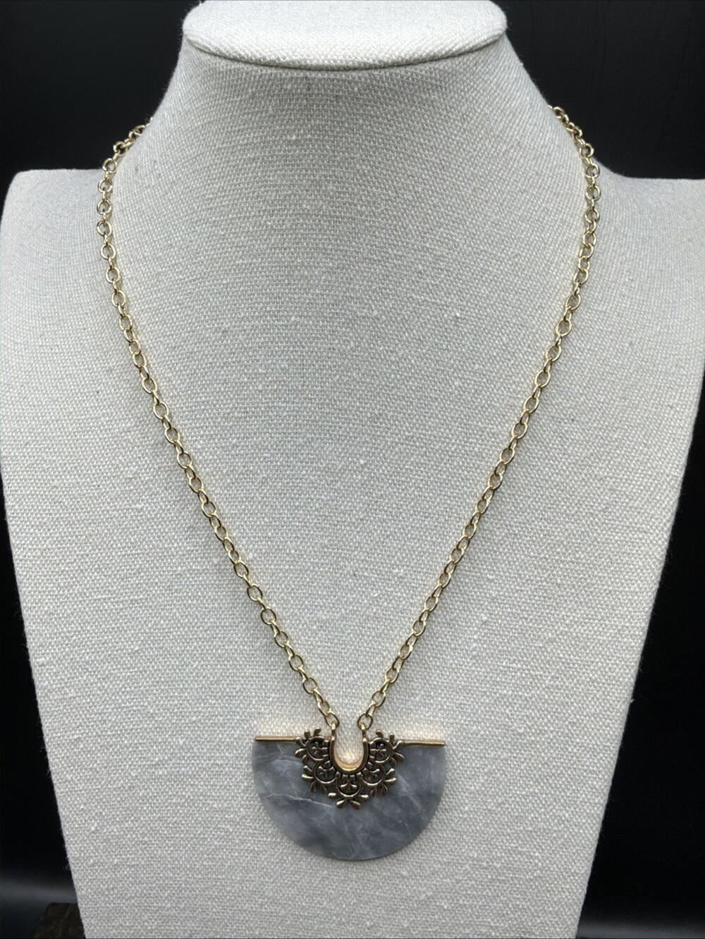 Barse Crescent Necklace- Eagle Eye Jasper-Bronze- NWT